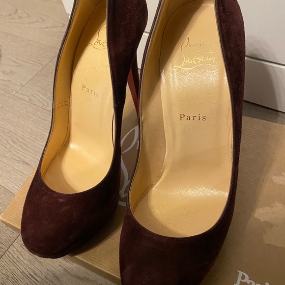 Christian Louboutin Bianca 140mm Purple Veau Velours Platform Pumps - Picture 2 of 6